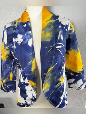 Patrick Christopher royal blue,bright yellow,white short length blazer Size S